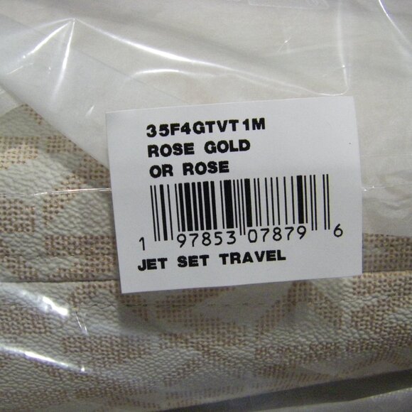 Michael Kors Jet Set Travel Metallic Logo Top-Zip Tote Bag Rose Gold New Sealed - Picture 8 of 10